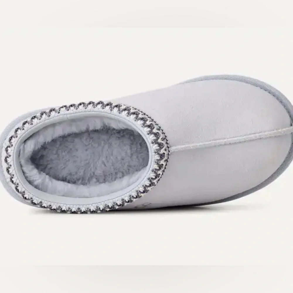 UGG Knit-Trim Slip-On with Suede Upper - Light Gray & Cream